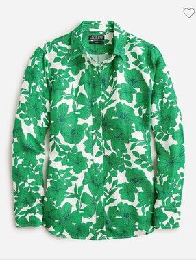 J. Crew Classic Fit Cupio Blend Shirt Greenhouse Floral Pattern Size 8